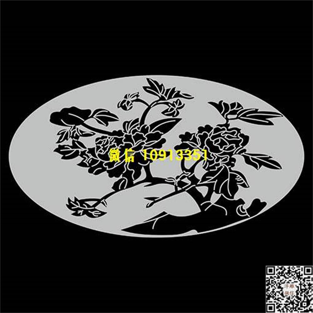 精雕图182牡丹精雕图线雕图线条图单线铣底图_电脑雕刻plt文泰矢量图精雕图浮雕图